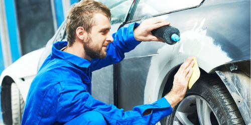 Tesla scratch repair at Tesla Body Shop Dubai