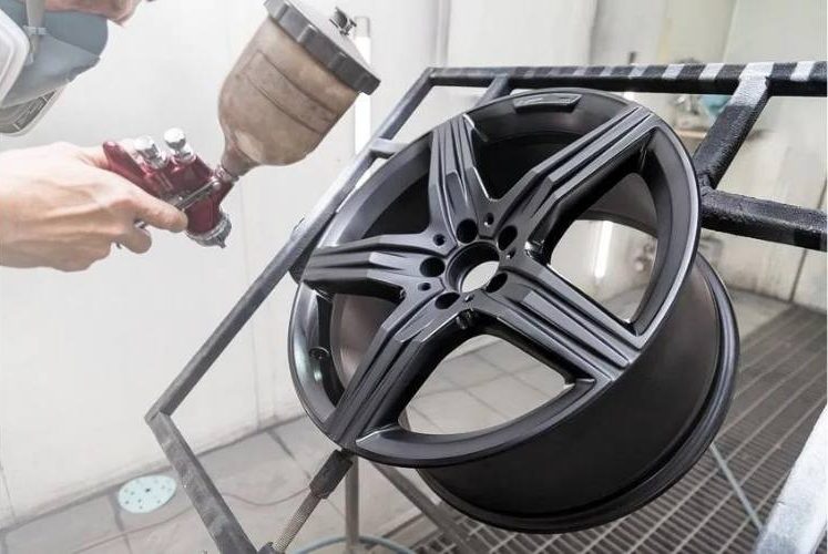 Tesla rims painting and refinishing at Tesla Body Shop Dubai
